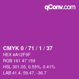 カラーコード: CMYK 0 / 71 / 1 / 37 | qconv.com