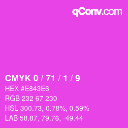 颜色代码: CMYK 0 / 71 / 1 / 9 | qconv.com