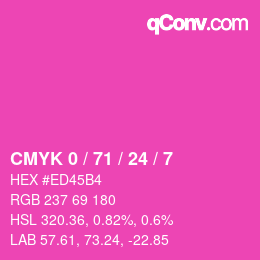 カラーコード: CMYK 0 / 71 / 24 / 7 | qconv.com