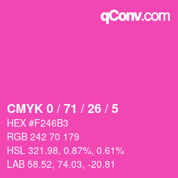 Color code: CMYK 0 / 71 / 26 / 5 | qconv.com