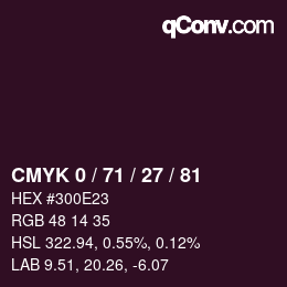 カラーコード: CMYK 0 / 71 / 27 / 81 | qconv.com