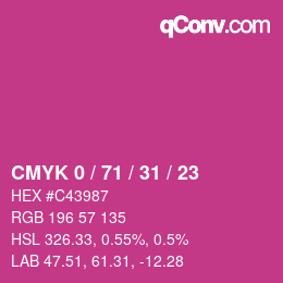 Color code: CMYK 0 / 71 / 31 / 23 | qconv.com