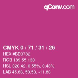 Color code: CMYK 0 / 71 / 31 / 26 | qconv.com