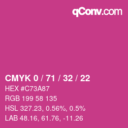 Color code: CMYK 0 / 71 / 32 / 22 | qconv.com