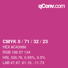Color code: CMYK 0 / 71 / 32 / 23 | qconv.com