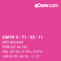 Color code: CMYK 0 / 71 / 33 / 11 | qconv.com