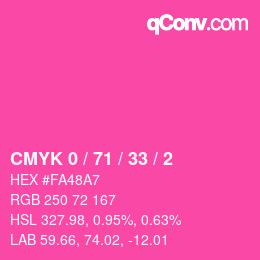 Color code: CMYK 0 / 71 / 33 / 2 | qconv.com