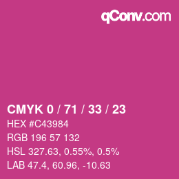 カラーコード: CMYK 0 / 71 / 33 / 23 | qconv.com