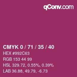 Color code: CMYK 0 / 71 / 35 / 40 | qconv.com