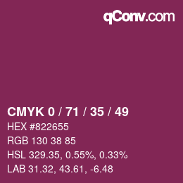 Color code: CMYK 0 / 71 / 35 / 49 | qconv.com