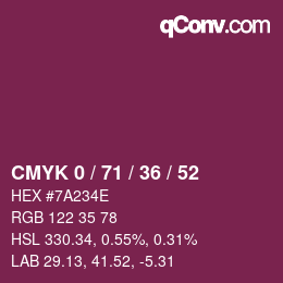 Color code: CMYK 0 / 71 / 36 / 52 | qconv.com