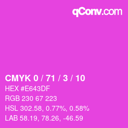 Color code: CMYK 0 / 71 / 3 / 10 | qconv.com