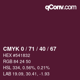 Color code: CMYK 0 / 71 / 40 / 67 | qconv.com