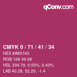 Color code: CMYK 0 / 71 / 41 / 34 | qconv.com