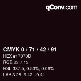 Farbcode: CMYK 0 / 71 / 42 / 91 | qconv.com