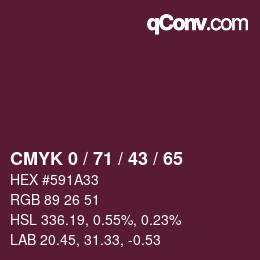 Color code: CMYK 0 / 71 / 43 / 65 | qconv.com