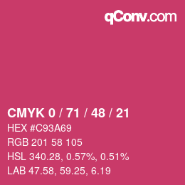 颜色代码: CMYK 0 / 71 / 48 / 21 | qconv.com