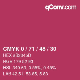 カラーコード: CMYK 0 / 71 / 48 / 30 | qconv.com
