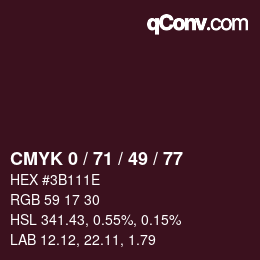 Farbcode: CMYK 0 / 71 / 49 / 77 | qconv.com