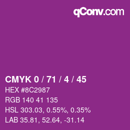 Color code: CMYK 0 / 71 / 4 / 45 | qconv.com