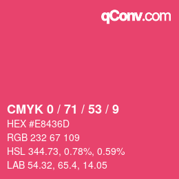 Color code: CMYK 0 / 71 / 53 / 9 | qconv.com