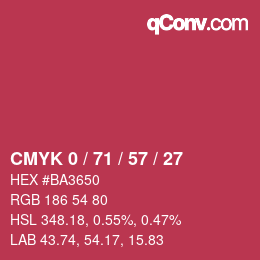 颜色代码: CMYK 0 / 71 / 57 / 27 | qconv.com