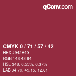 Color code: CMYK 0 / 71 / 57 / 42 | qconv.com