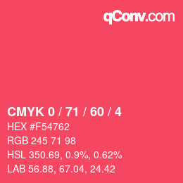 Color code: CMYK 0 / 71 / 60 / 4 | qconv.com