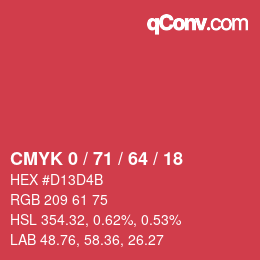 Color code: CMYK 0 / 71 / 64 / 18 | qconv.com