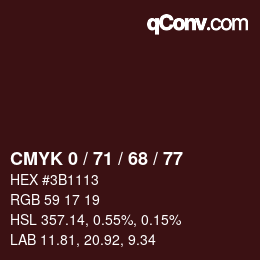 Farbcode: CMYK 0 / 71 / 68 / 77 | qconv.com