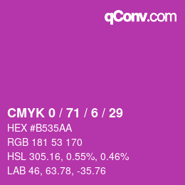 Color code: CMYK 0 / 71 / 6 / 29 | qconv.com