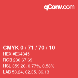 Color code: CMYK 0 / 71 / 70 / 10 | qconv.com