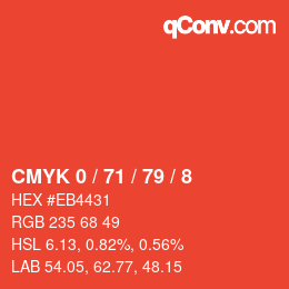 Color code: CMYK 0 / 71 / 79 / 8 | qconv.com