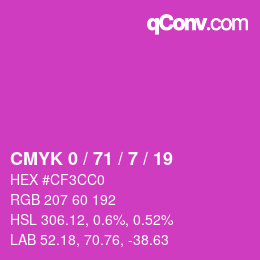 Color code: CMYK 0 / 71 / 7 / 19 | qconv.com