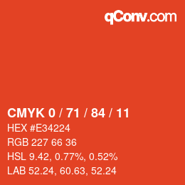 Código de color: CMYK 0 / 71 / 84 / 11 | qconv.com