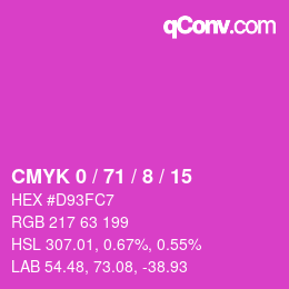 Color code: CMYK 0 / 71 / 8 / 15 | qconv.com