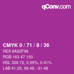 Color code: CMYK 0 / 71 / 8 / 36 | qconv.com