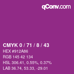 Color code: CMYK 0 / 71 / 8 / 43 | qconv.com