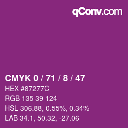 Color code: CMYK 0 / 71 / 8 / 47 | qconv.com