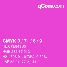 颜色代码: CMYK 0 / 71 / 8 / 9 | qconv.com