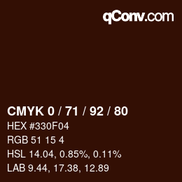 カラーコード: CMYK 0 / 71 / 92 / 80 | qconv.com