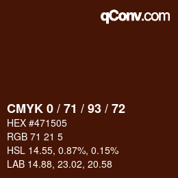Farbcode: CMYK 0 / 71 / 93 / 72 | qconv.com