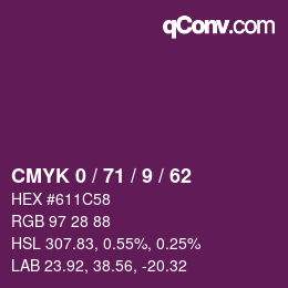 Color code: CMYK 0 / 71 / 9 / 62 | qconv.com