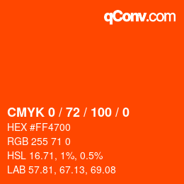 Color code: CMYK 0 / 72 / 100 / 0 | qconv.com