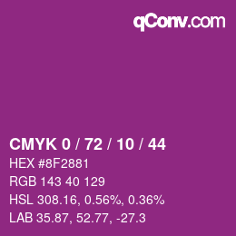 Farbcode: CMYK 0 / 72 / 10 / 44 | qconv.com