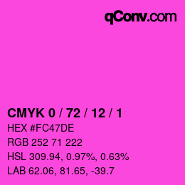 Color code: CMYK 0 / 72 / 12 / 1 | qconv.com