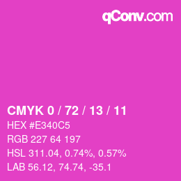 カラーコード: CMYK 0 / 72 / 13 / 11 | qconv.com