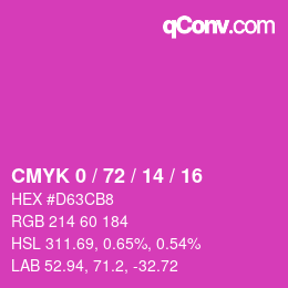 カラーコード: CMYK 0 / 72 / 14 / 16 | qconv.com