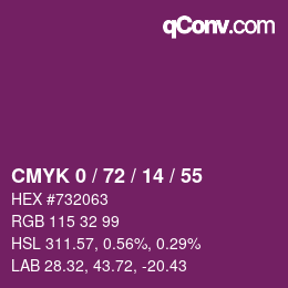 Color code: CMYK 0 / 72 / 14 / 55 | qconv.com