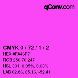 カラーコード: CMYK 0 / 72 / 1 / 2 | qconv.com
